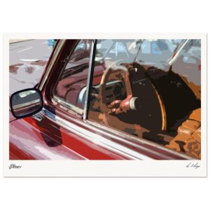 Artisan Abstract Poster - Peer inside Classic Car in Cuba