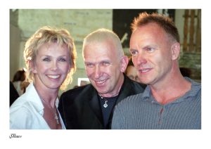 Sting, Jean Paul Gaultier, Trudie Styler backstage at Paris Fashion Show #02